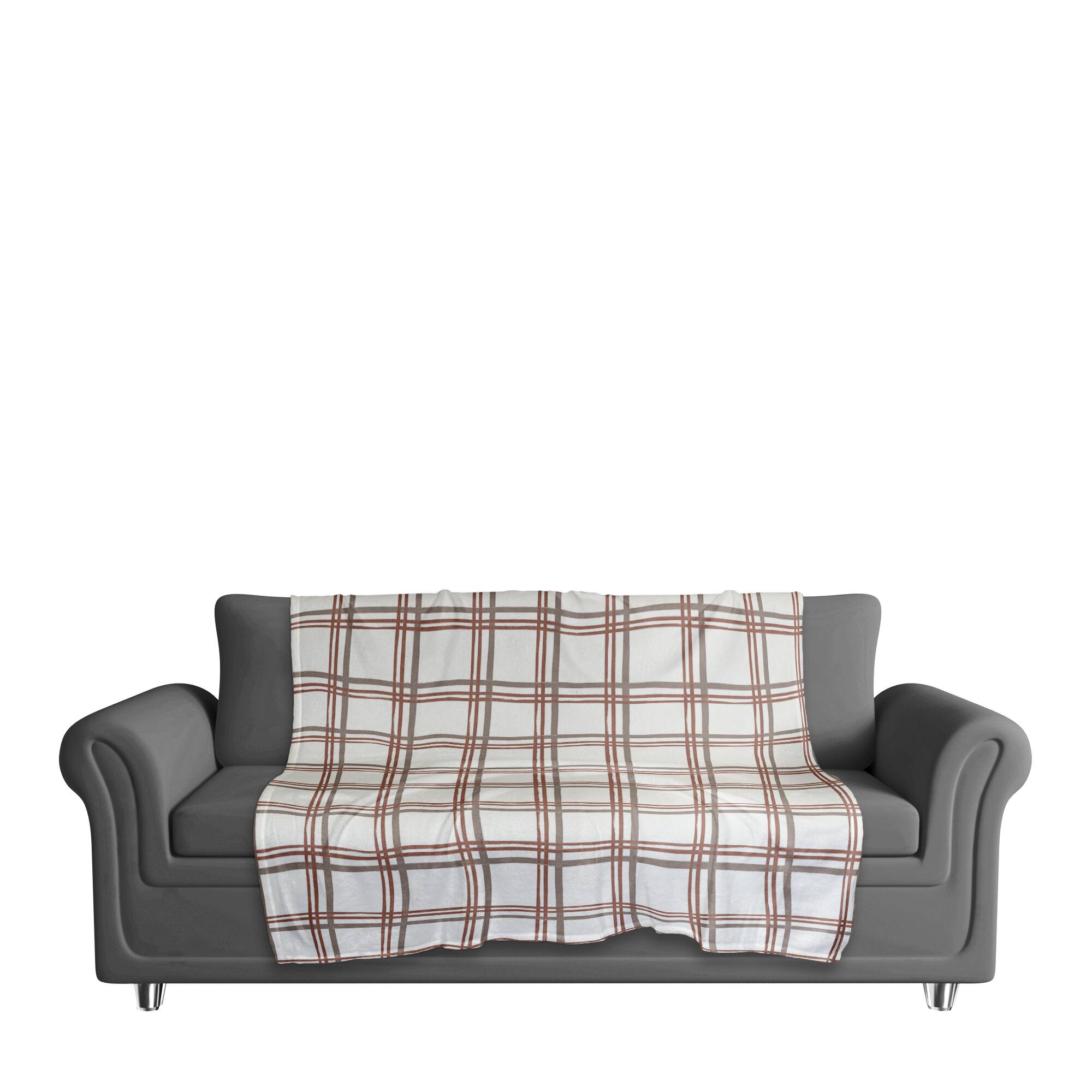 Holiday Plaid on White Coral Fleece Blanket